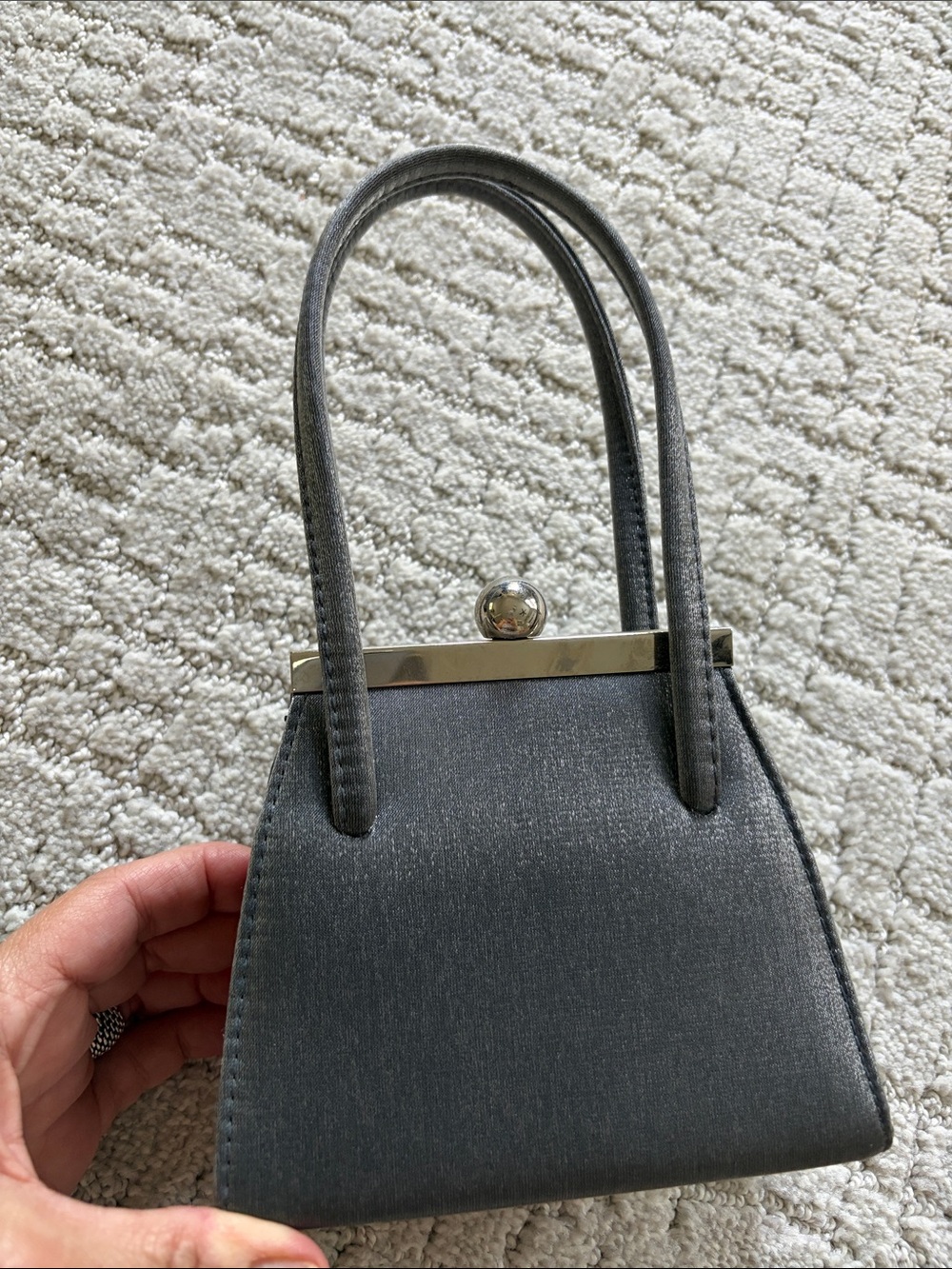 Classic Gray Satin Evening Handbag